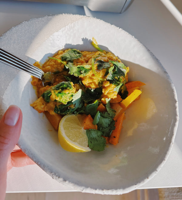 Dahl med butternutsquash og sød kartoffel